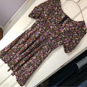 Floral Print Short Sleeve Mini Dress